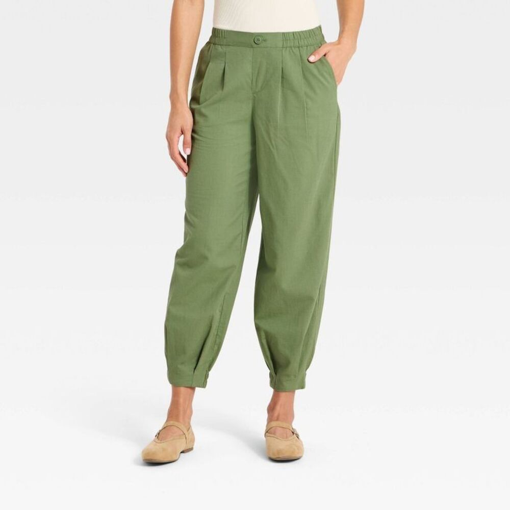 Women's Balloon Jogger Pants - A New Day Green S